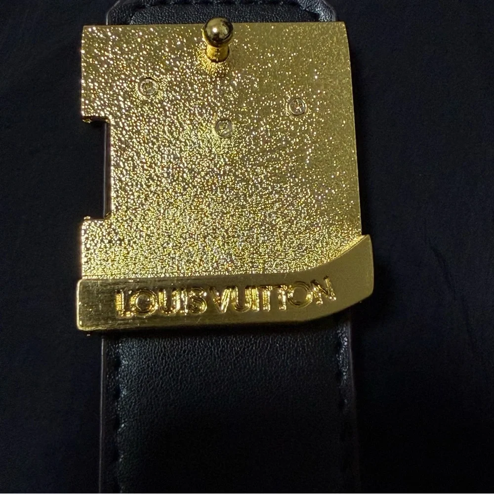 Louis Vuitton Brown Monogram Belt with Gold Buckle - Picture 3 of 5